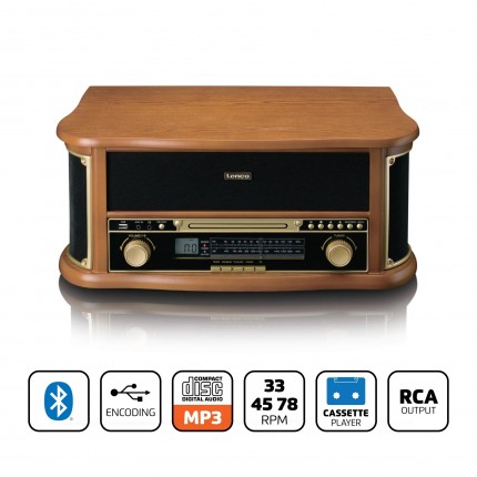 Lenco TCD-2551WD vinüülplaadimängija koos FM-raadio, CD- ja kassetimängijaga